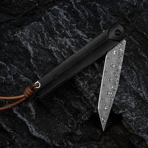 Coltello Tascabile Pieghevole in Acciaio Damasco VG10, Design Compatto, Manico in Ebano, Personalizzabile OEM, Leggero e Facile da Trasportare - Product Image 4
