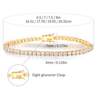 Pulsera de tenis de latón chapado en oro con circonita cúbica para mujer, joyería de boutique