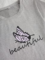 Vente en gros de pyjamas pour femmes à imprimé papillon romantique, tissu tricoté doux, ensemble trois pièces pour le printemps, l'été et l'automne