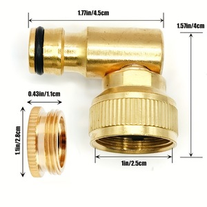 Brass Garden Hose Elbow <b>Connector</b> 25mm Threaded <b>Quick</b> Connect For Tap With Rotating Joint - Product Image 3