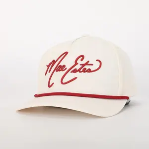 卸売高品質刺繍ロゴ5パネルベージュポリエステルスポーツGorrasカスタムメンズ女性帽子Oem屋外ロープ野球帽