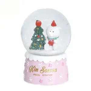 2024 Clear Glass Ball Ornament Folk Art Style Snow Glass Ball Wholesale Resin Material Xmas Theme Gift