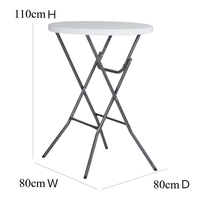 Usine En Gros Durable HDPE En Plastique 32in/80*110cm Rond Haut Pliant Table De Cocktail pour Intérieur Extérieur Partie À Manger Bar