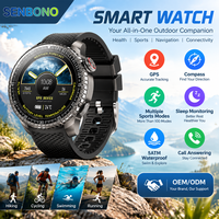 Montre connectée GPS SENBONO pour hommes, écran HD 1,43'', GPS intégré, altimètre, baromètre, boussole, commande vocale AI, compatible avec Android et iPhone