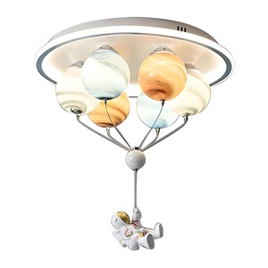 Lampada da <span class=keywords><strong>Soffitto</strong></span> LED Moderna a Tema Pianeti e Cartoni Animati per Cameretta Bambini, con Mongolfiera e Piccolo Astronauta - Product Image 1