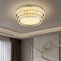 Plafonnier en cristal moderne de luxe Protection des yeux Source de LED en acier inoxydable pour chambre à coucher salon hôtel villa décoration