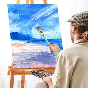Pinceaux d'artiste synthétiques écologiques en poils doux dorés 2026, plats et ronds, pour aquarelle et acrylique, pour enfants - Product Image 5