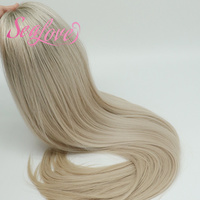 Perruques OEM/ODM en Cheveux Humains Naturels Raides, Blondes 613 avec Racines, pour Femmes, Vente en Gros pour Salons