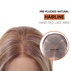 Future Fiber 13x6 Handmade Lace Blonde Brown Blonde Striped Smooth Fiber Bob Hair Straight Hair Soft and Breathable Real Photo - Product Image 3