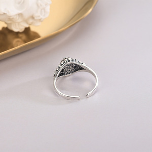 Vintage tailandese <span class=keywords><strong>argento</strong></span> artigianale S925 <span class=keywords><strong>argento</strong></span> intarsiato turchese anello squisito anello aperto per le donne con involucro bianco accenti - Product Image 3