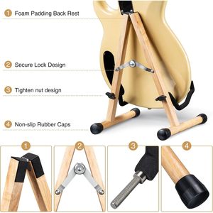 Soporte de guitarra de madera Lekato, tipo A, de madera de caucho con brazos acolchados de espuma para guitarra acústica, eléctrica, bajo, violín, mandolina, banjo - Product Image 4