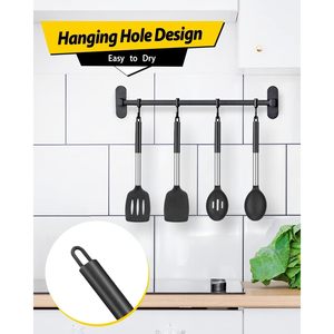 4-Piece Silicone Stainless Steel Cooking Utensils <b>Set</b> Heat Resistant Non-Stick BPA Free Dishwasher Safe - Product Image 6
