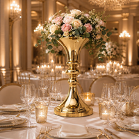 Support de fleurs en acier inoxydable doré de luxe, vase de centre de table pour mariage, décoration d'événements et de fêtes, hauteur personnalisable