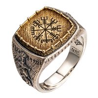 Nouveau Original Viking épée et couteau Design bijoux S925 argent réglable hommes Rock anneau avec personnalisé Viking gravé motif