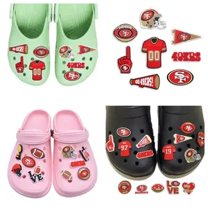 Hot selling American football accessories for San Francisco Football Team PVC shoe charms shoe decorations clog charms wholesale