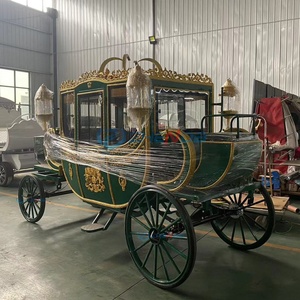Elegant Luxury Good Quality Green Royal 4-6 Seater People 4 Wheels Horse-drawing <b>Drive</b> Horse Carriage - Product Image 2
