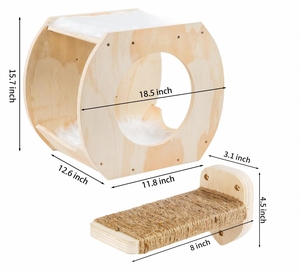 Tevredenheidsgarantie voor binnenhuis houten kattenklimwand, wandgemonteerd kattenrek, meubilair - Product Image 6