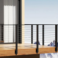 Balustrade en acier inoxydable moderne à faible entretien HIMOWAY, montage latéral, garde-corps à câble plat pour balcon extérieur