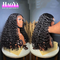Perruque frontale en dentelle 13x6 sans colle, cheveux humains vierges, bouclés style 'Water Wave' birmans naturels, 'Pixie Curl' indiens, cheveux vietnamiens