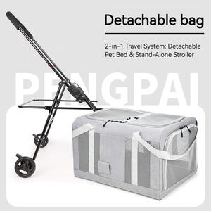 फोल्डेबल 4-पहिया कुत्ता पालतू जानवर स्ट्रेलर-इको-फ्रेंडली एब्स और ओक्सफोर्ड कपड़े के लिए 15 किलो क्षमता - Product Image 2