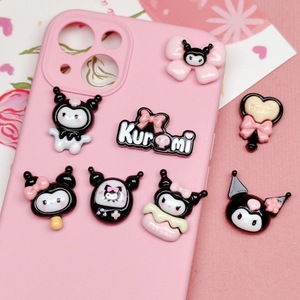Accessoires de bijoux en résine Kuromi Sanrio, décoration DIY pour coque de téléphone, style frais et doux, breloque en plastique nœud, sucette et gâteau - Product Image 3