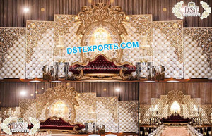 Panneau mural en cuir blanc pour mariage, cadre en cuir moderne pour scène de mariage contemporain, style sud-asiatique - Product Image 4