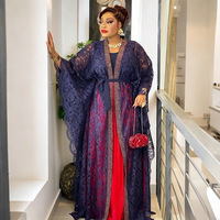 Robes en dentelle africaine pour femmes, robe maxi traditionnelle Dashiki, taille plus, ensemble de 2 pièces, vêtements pour mariage, robe de fête, Dubai Hijab Abaya