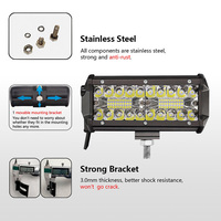 Barre lumineuse LED tout-terrain pour voiture de 7 pouces 120W 3 rangées avec éclairage LED étanche pour camion, voiture, pick-up, bateau, golf, VTT, UTV
