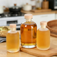 Bouteilles de stockage vides en verre dépoli transparent de 250 ml et 500 ml pour fruits, vin et spiritueux avec bouchon – Vente en gros