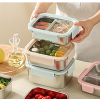 Boîte à lunch hermétique en acier inoxydable 316 de qualité alimentaire, avec compartiments, compatible micro-ondes, pour les employés de bureau (vente en gros)