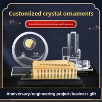 Ornement en cristal de quartz clair, souvenirs d'entreprise sur mesure, modèles architecturaux, forme géométrique, gravure interne, laser 3D