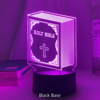 Lampe de nuit en forme de croix de Jésus, cadeau d'éclairage 3D en forme de Jésus chrétien, lampe de table à LED avec charge USB pour la décoration de la pièce