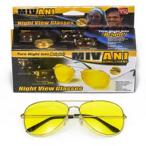 Sarı Lens sürüş gece görüş gözlükleri parlama önleyici gece görüş gözlükleri Metal havacılık güneş gözlüğü
