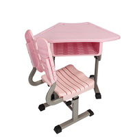 Bureau d'école réglable pour enfants, mobilier de salle de classe, bureau et chaise trapézoïdaux combinés pour étudiants, en plastique