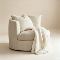 Fauteuil pivotant rond en tissu technique, fauteuil de détente individuel pour salon, chambre à coucher, bureau