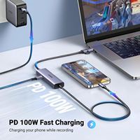 UGREEN kartu penangkap Video USB C, Capture Card USB C 1080P 60FPS 2K @ 30Hz Tipe C ke USB-A/C Input USB 3.0 mendukung 100W pengisian daya Cepat