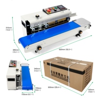 Scelleuse à bande continue FR-770 avec revêtement en poudre et compteur numérique, machine de scellage automatique avec fonction de comptage pour ligne d'emballage alimentaire