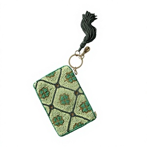 Pochette brodée à la main avec perles, sac à fermeture éclair pour bijoux, porte-clés - Product Image 1