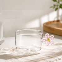 Tasse en verre à poignée fleurie mignonne, directement de l'usine, créative et exquise, pour la maison, le bureau, le thé de l'après-midi, le café