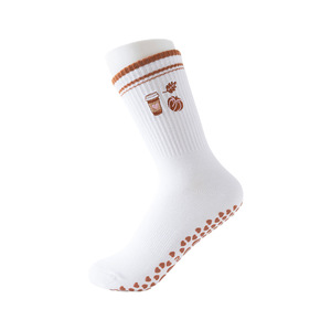 Calcetines de Yoga y Pilates Antideslizantes Bordados Personalizados al por Mayor para Mujer, Calcetines de Algodón <span class=keywords><strong>con</strong></span> Volantes y Lazos - Product Image 5
