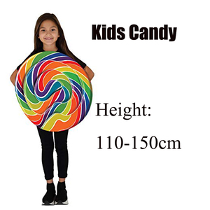 Kostum Lollipop Anak-anak Dewasa Perempuan Rainbow Candy Fancy Dress Tunik Halloween Kostum Pria 2022