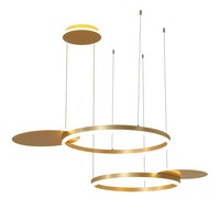 Nordischer Luxus Dreischichtige Runde Hängelampe LED Gold Schwarz Pendelleuchte mit Fernbedienung LED-Kronleuchter Deckenleuchte