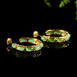 Pendientes de Jade Natural de Hotan con Incrustaciones de Plata S925, Joyería de Moda Sencilla para Mujer, Certificado de Tasación D988 - Product Image 2
