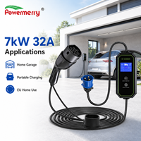 Nouveau chargeur EV portable 7 kW 32 A Type 2 monophasé 230 Vca 50 Hz IP67 avec câble de 5 m pour maison et garage européen, garantie de 2 ans