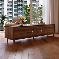 Ensemble de meuble TV et table basse rectangulaire en bois massif de style moderne et luxueux pour salon, avec tiroirs, design élégant