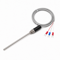 PT100 RTD Temperature Sensor 3 Wire High Precision WZP Stainless Steel Probe Thread Mounted for Industrial Pipeline Water Tank