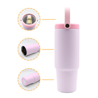 Nouvelle tasse thermos de 30 oz en acier inoxydable 304, tasse de voiture avec poignée, paille et compartiment à glace, anti-fuite, pour boissons