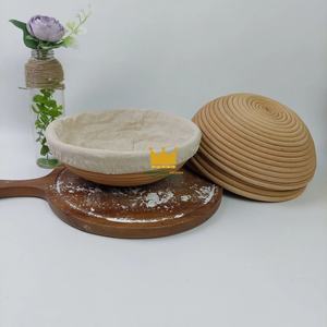 Panier de levage artisanal en rotin naturel pour pain au levain, rond, 8/9/10 pouces, avec doublure, vente en gros - Product Image 1