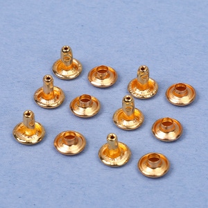 Clous à rivets double face dorés 10 mm en fer plaqué, durables, pour la décoration de sacs en cuir et de chapeaux - Product Image 1