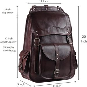 Handmade World Full Grain Leather Backpack <b>for</b> <b>Men</b> – 18 Inch Laptop <b>Bag</b>, Handmade Real Leather, Business Travel <b>Work</b> Backpack - Product Image 3